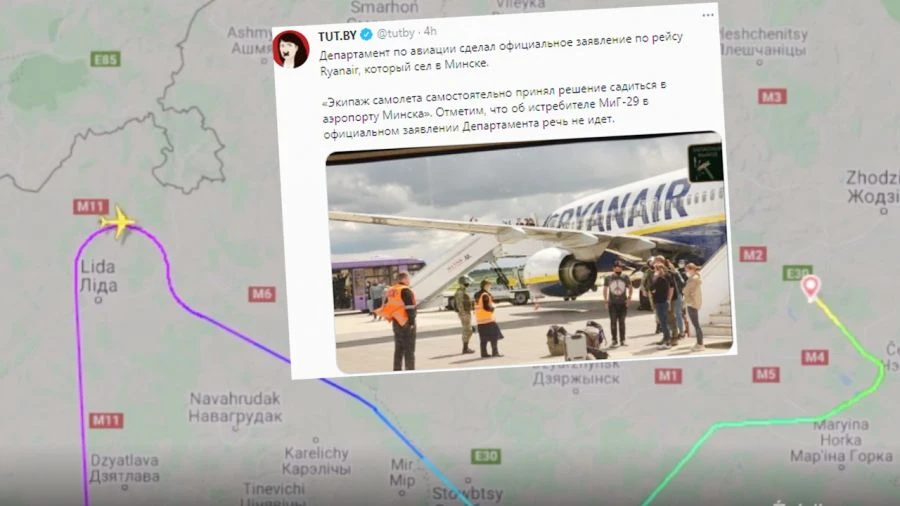 Przymusowe lądowanie w Mińsku. Zobacz, jaką trasę pokonał samolot