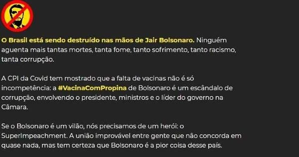 Movimento suprapartidrio lana campanha pr-impeachment de Bolsonaro