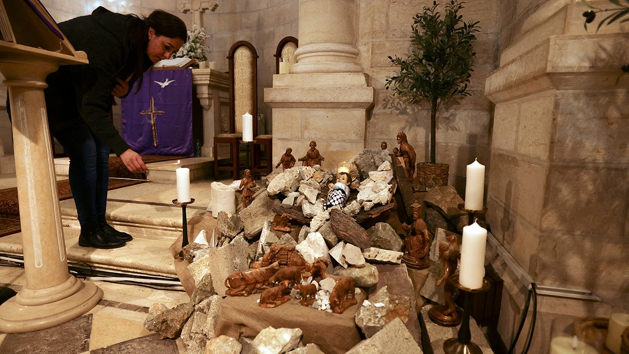 Bethlehem church brings people to tears after redesigning Christmas nativity scene to reflect Israel-Hamas war