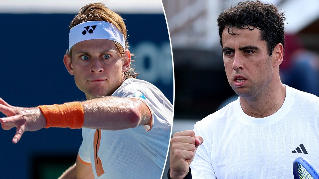 Tennis players confront each other at net over grunting controversy during US Open