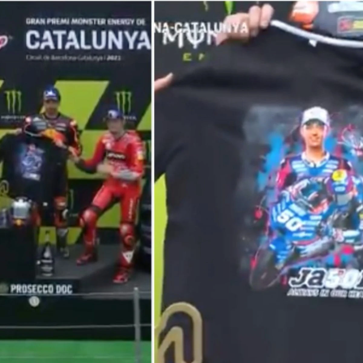 Il podio più bello della MotoGP: Oliveira, Zarco e Miller uniti nel ricordo di Dupasquier