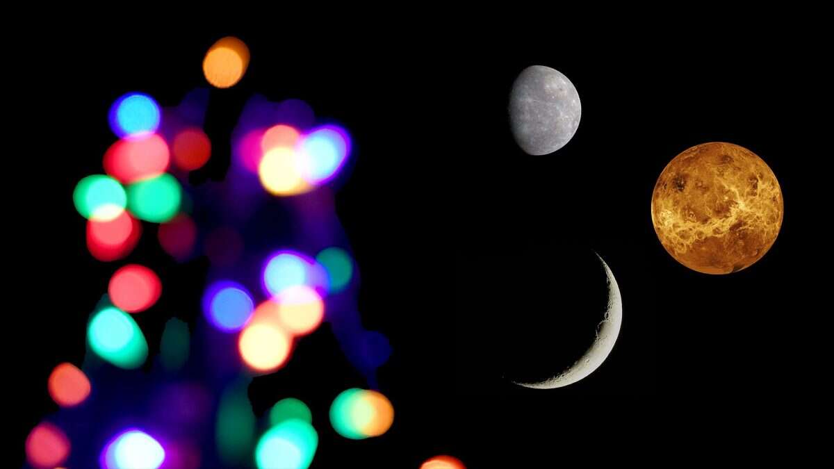 Alla vigilia di Natale l’abbraccio tra Luna, Venere e Mercurio: come vederli a occhio nudo nel cielo