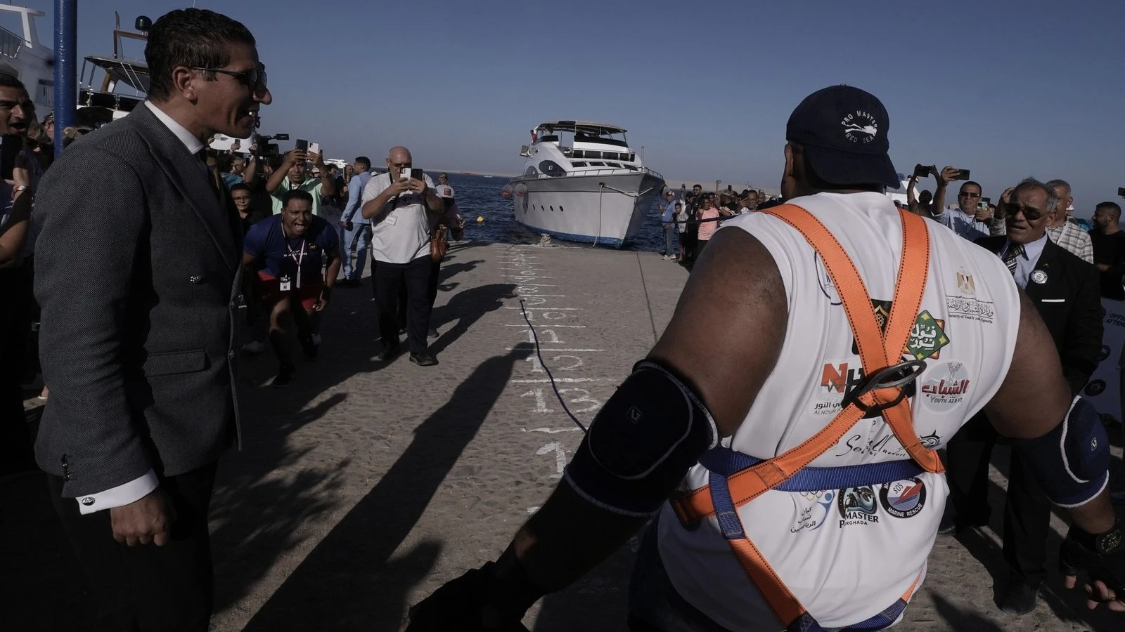Egypt's 'strongman' wrestler pulls ship using his teeth