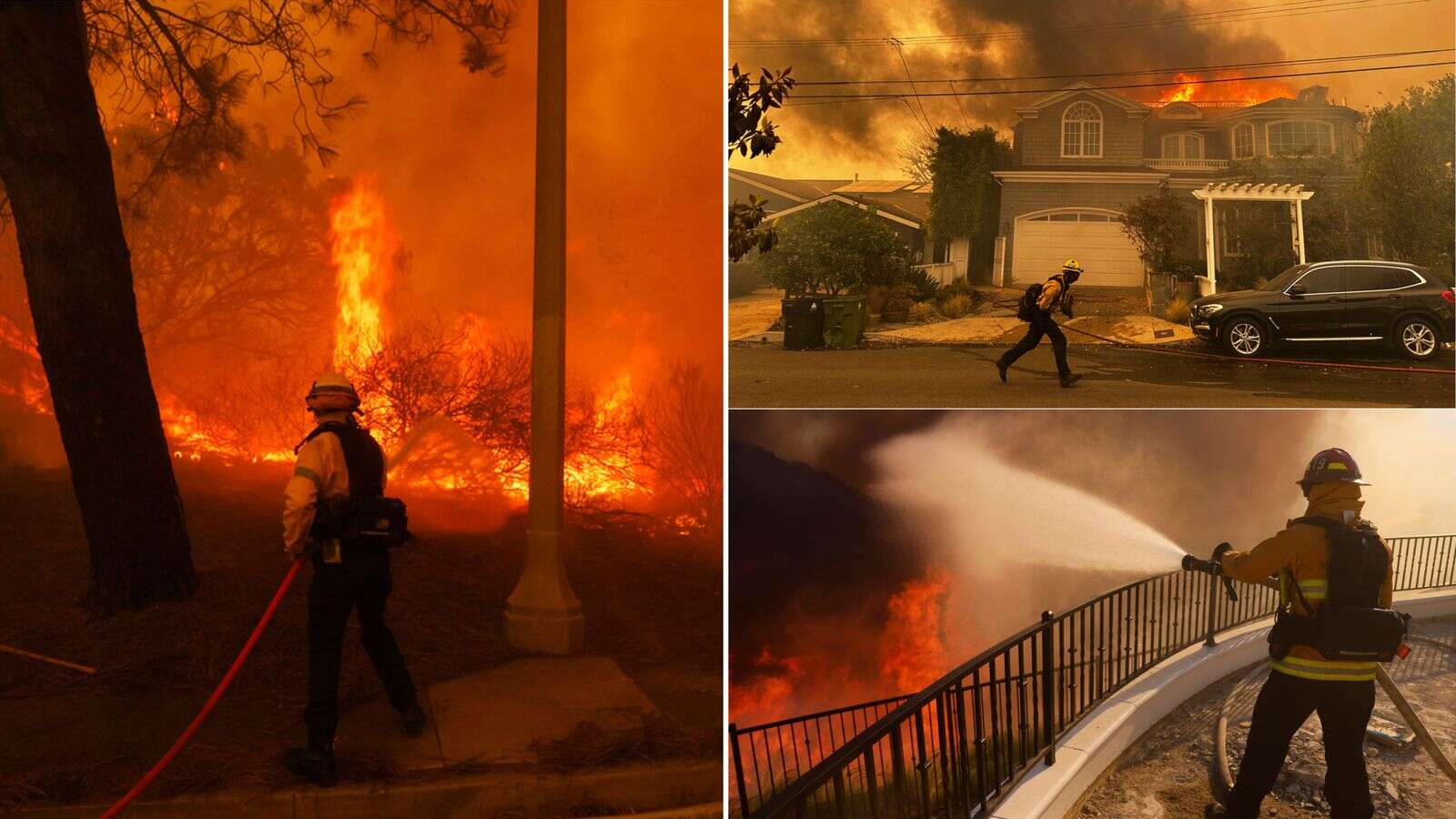 30,000 told to flee as wildfires rip through exclusive LA suburbs