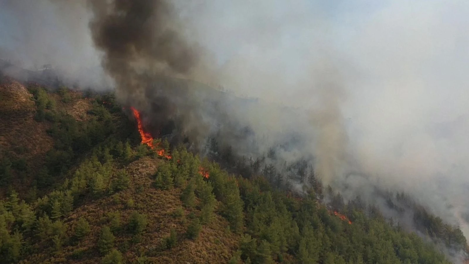 Drone shows raging wildfire in Turkey