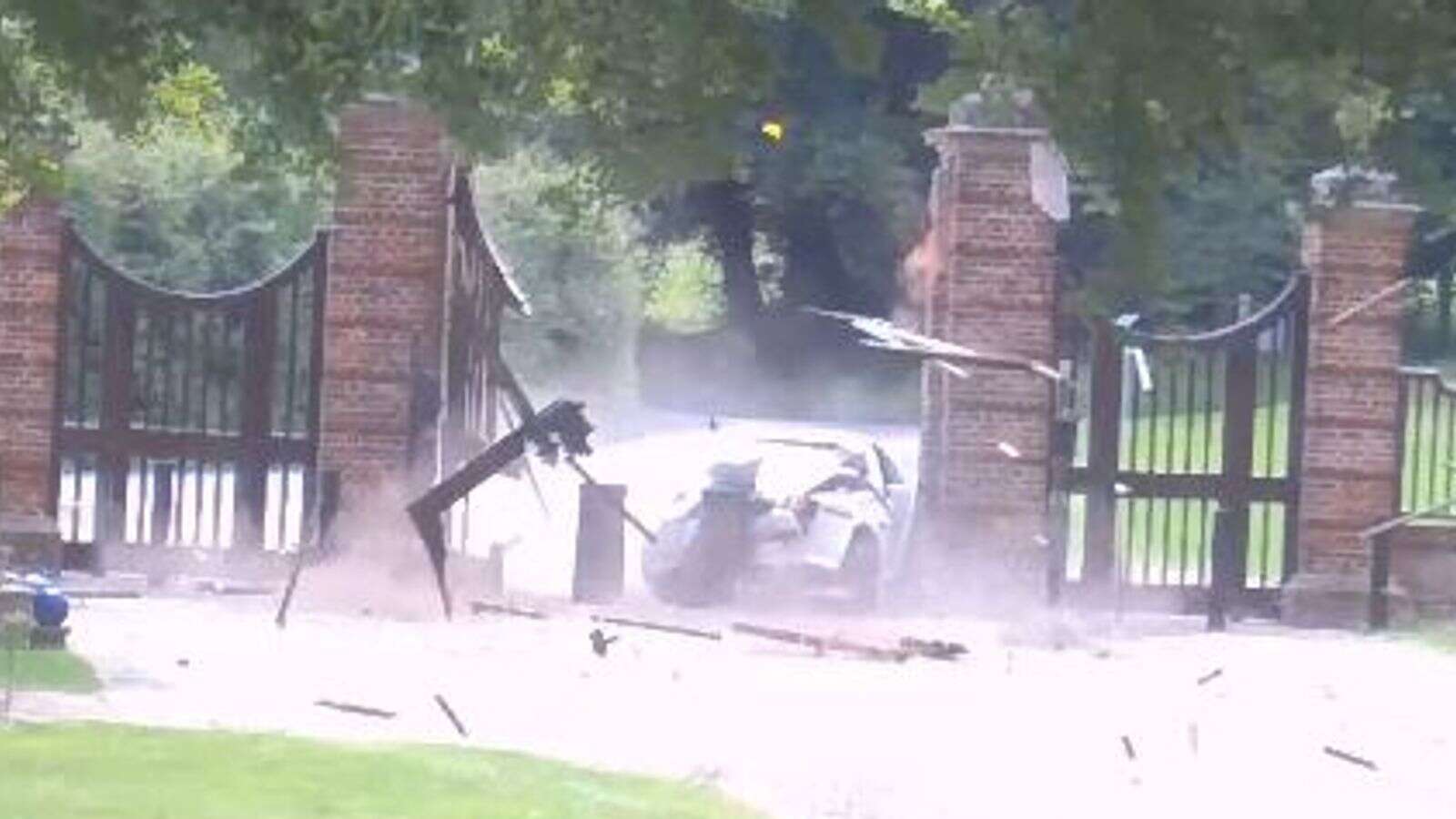 Dramatic CCTV shows car smash into prime minister's country estate