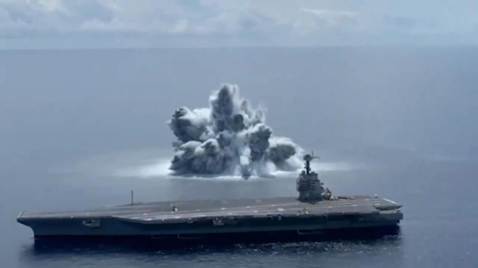 US Navy aircraft carrier undergoes 'shock trials'