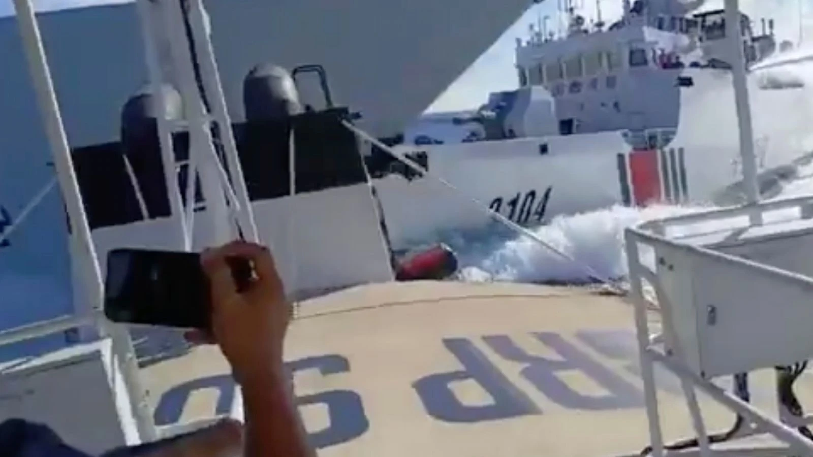 'Dangerous manoeuvres' condemned as vessels collide in disputed waters