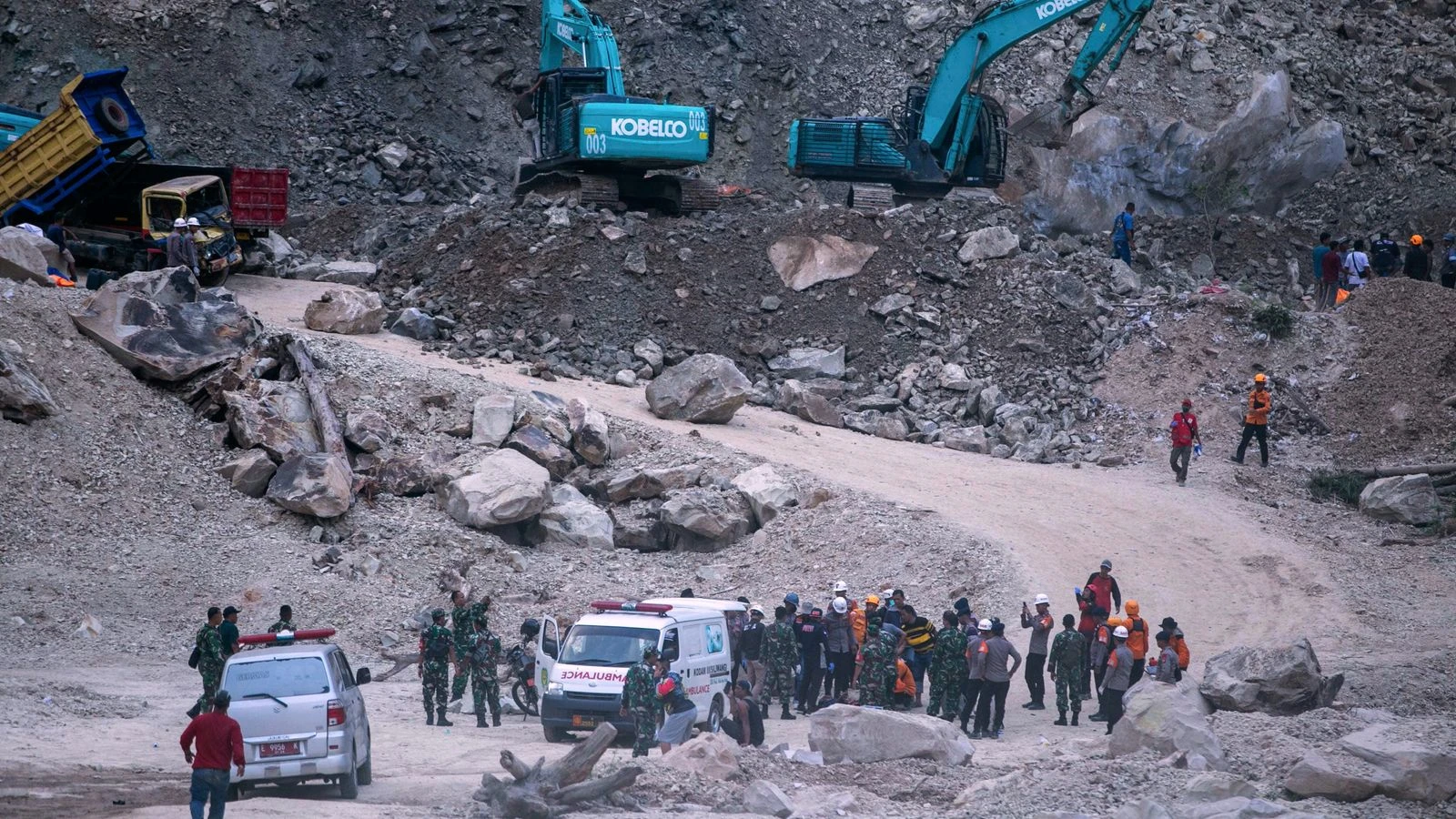 Ten people killed and six missing after quarry collapse in Indonesia, officials say