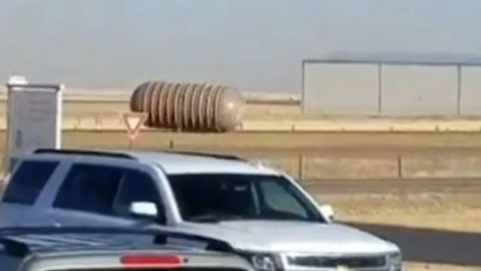 Rolling menace: Fuel tank trundles over highway