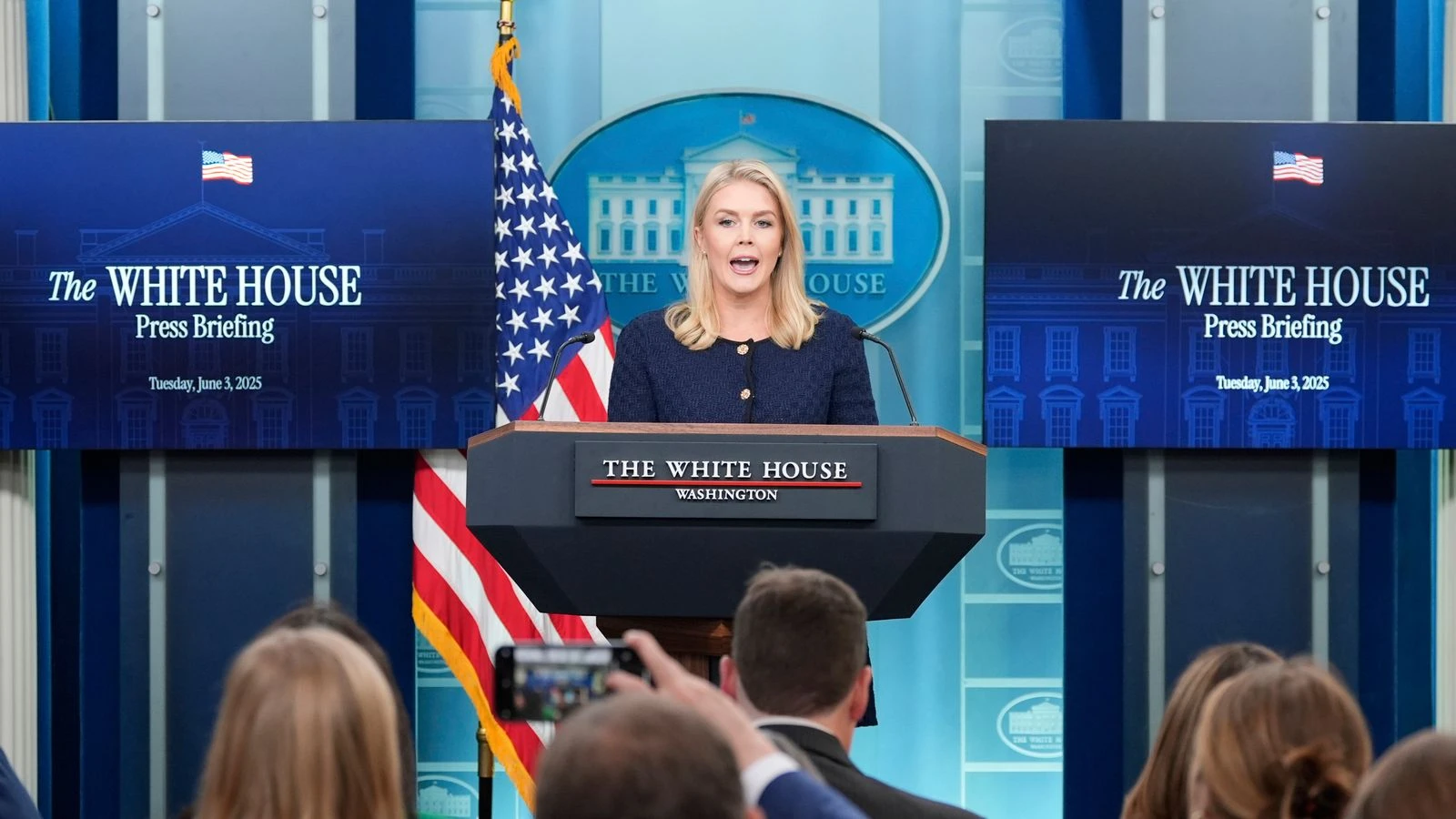 Watch White House news briefing amid LA unrest and tension