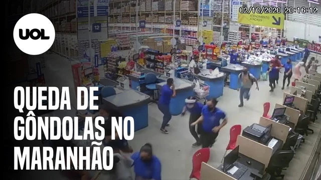 Veja o momento em que gôndolas caem em mercado do MA