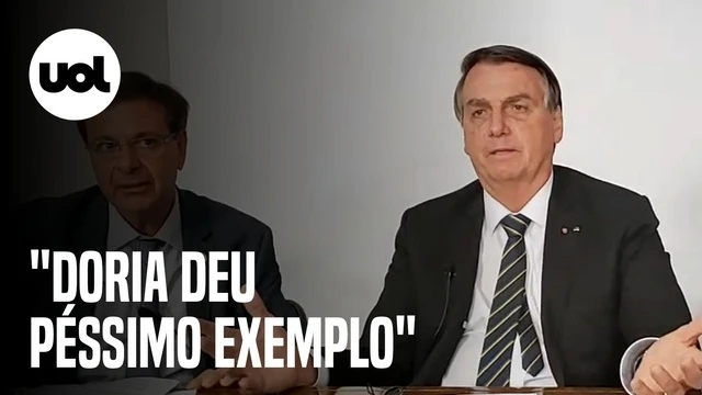 Bolsonaro critica Doria por ir a hotel sem máscara: 