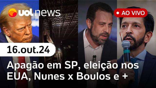 Apagão em SP acirra embate Nunes x Boulos; Tarcísio critica Enel, Trump x Kamala | UOL News 16/10/24