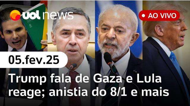 Trump ameaça Gaza e Lula reage; anistia do 8/1, Barroso e gasto do Judiciário e mais | UOL News 05/02/25