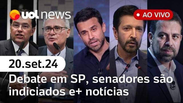 Debate em SP, PF indicia senadores por corrupção; pesquisa Datafolha e+ notícias | UOL News 20/09/24