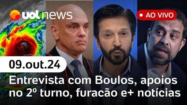 Boulos fala de 2º turno contra Nunes; volta do X, furacão Milton e+ notícias | UOL News 09/10/24