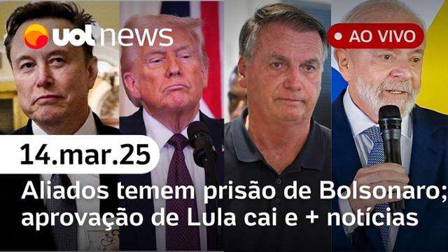 Aliados de Bolsonaro temem prisão antes do Natal; governo Lula tem queda na aprovação e + |UOL News 14/03/25