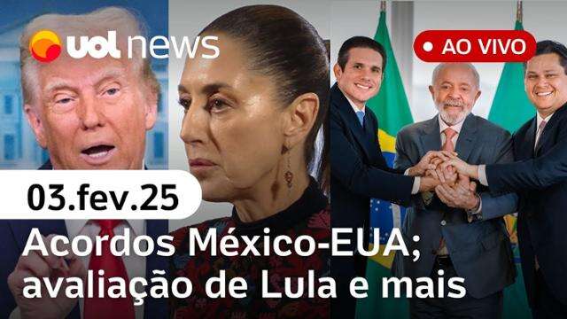 México e EUA anunciam acordos e suspendem tarifas de Trump; dólar hoje; Lula na Quaest | UOL News 03/02/25