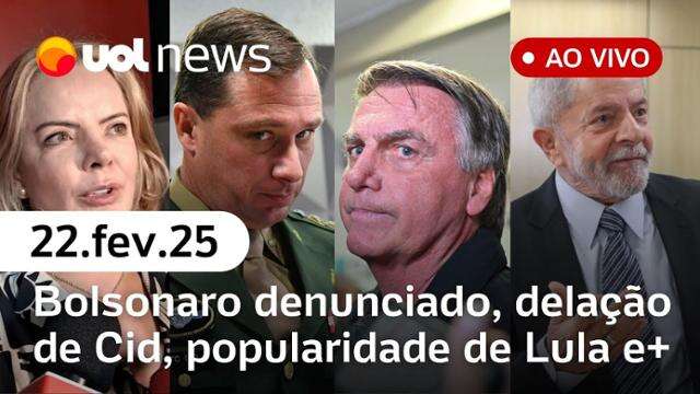 Bolsonaro recua e cita Mauro Cid; Augusto Heleno após denúncia, popularidade de Lula e+ UOL News 22/02/25