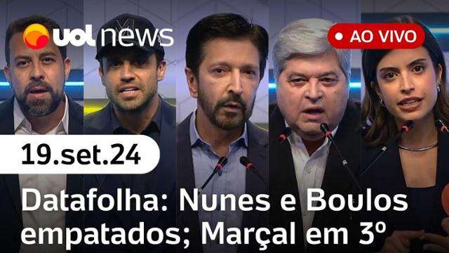 Datafolha: Nunes e Boulos empatados na liderança, Marçal segue em terceiro; Moraes x Musk | UOL News 19/09/24