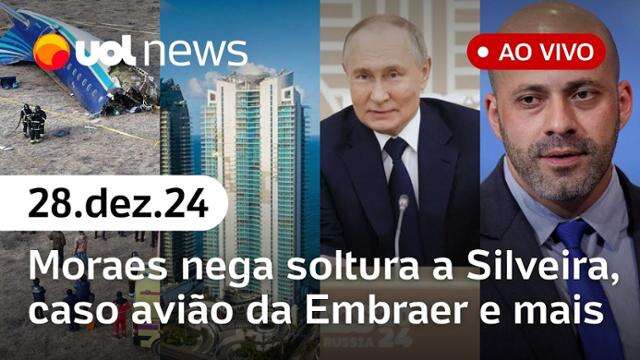 Moraes nega soltura de Daniel Silveira; Putin se desculpa após queda de avião da Embraer | UOL News 28/12/24