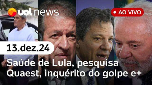 Lula retira dreno e trabalha do hospital; pesquisa Quaest, Valdemar presta depoimento e + | UOL News 13/12/24