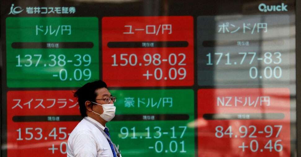 Borse asiatiche in calo dopo flessione di Wall Street: Tokyo apre a -1,35%, crollo a Singapore