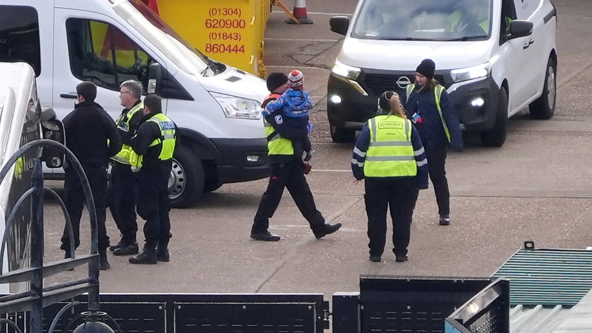 Young children brought ashore as migrants cross English Channel