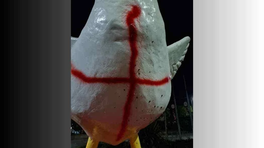 Police appeal after St George’s Cross painted on funfair goose mascot