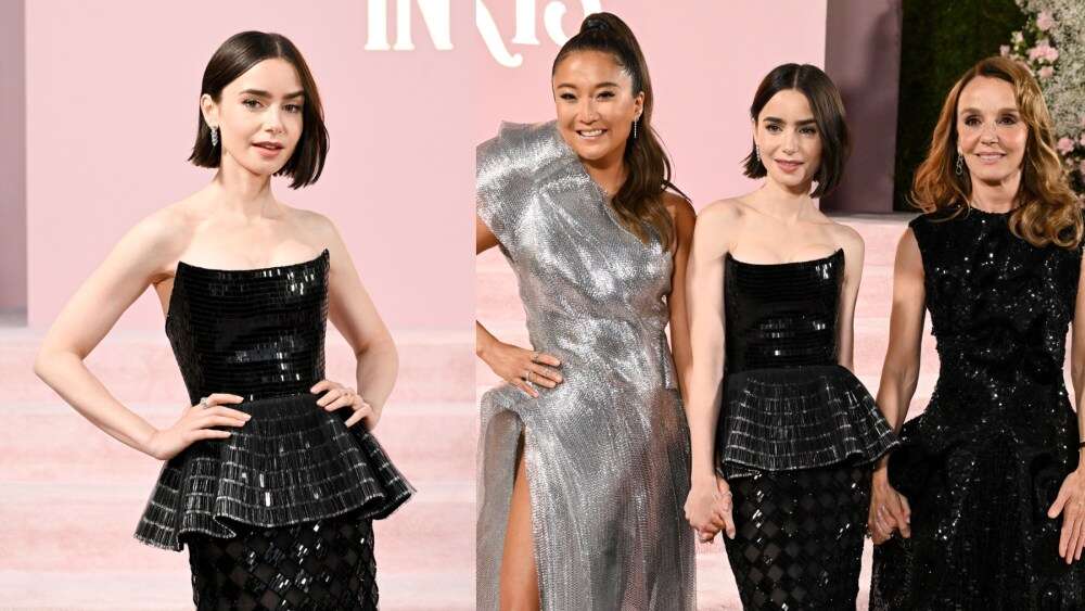 Lily Collins Sparkles in Strapless Armani Privé Dress and More Stars at ‘Emily in Paris’ Season Four, Part One Premiere