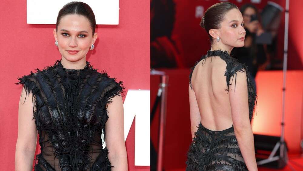 Cailee Spaeny Channels Dark Glamour in Sheer Backless Mugler Dress With Latex Feathers at ‘Alien: Romulus’ London Premiere