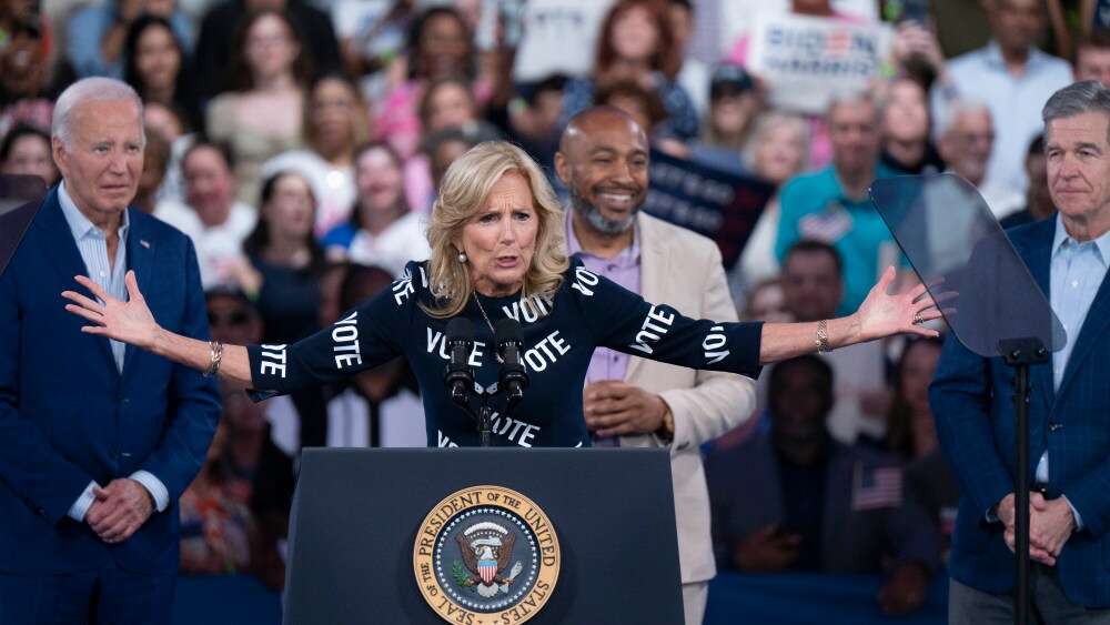 Jill Biden Encourages Voters With Christian Siriano Dress at Rally in North Carolina