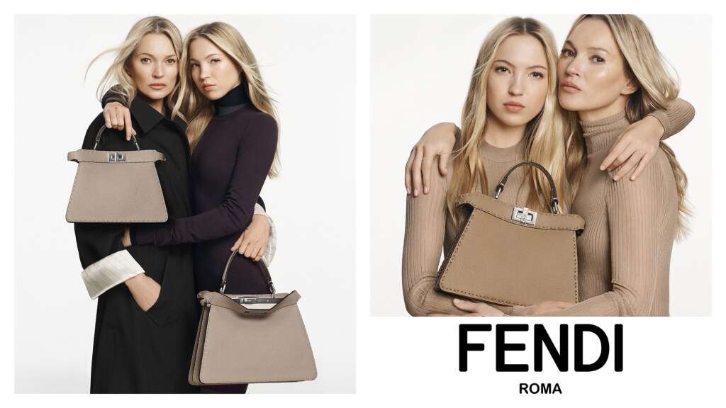 Kate and Lila Grace Moss Front Fendi 2024 Peekaboo Campaign