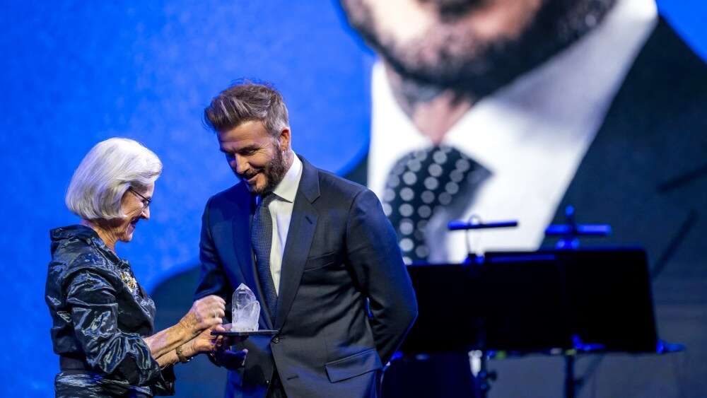 David Beckham Picks Up Philanthropy Award in Davos, Champions Children in Speech