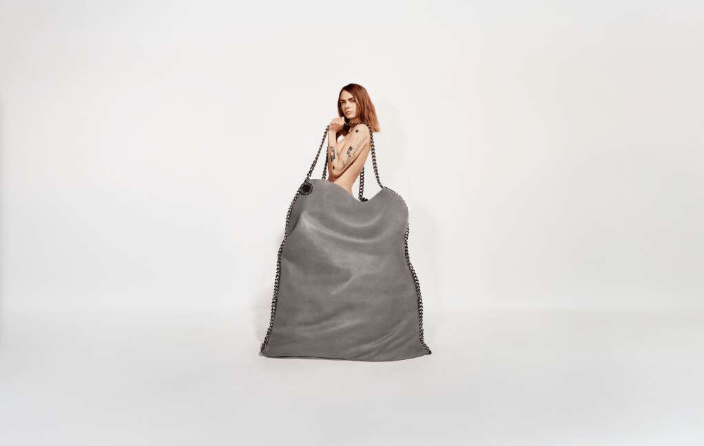 Nude Cara Delevingne Carries XXL Falabella Bag in Stella McCartney Campaign