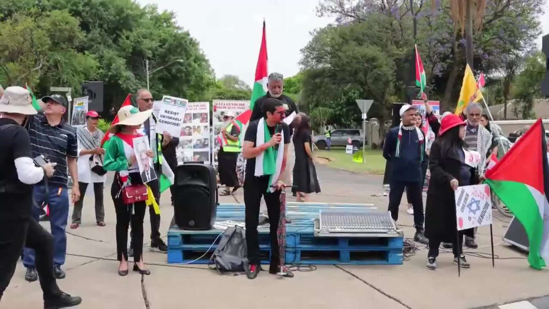 Protesta en Pretoria, Sudáfrica, por los ataques israelíes contra Gaza y Líbano