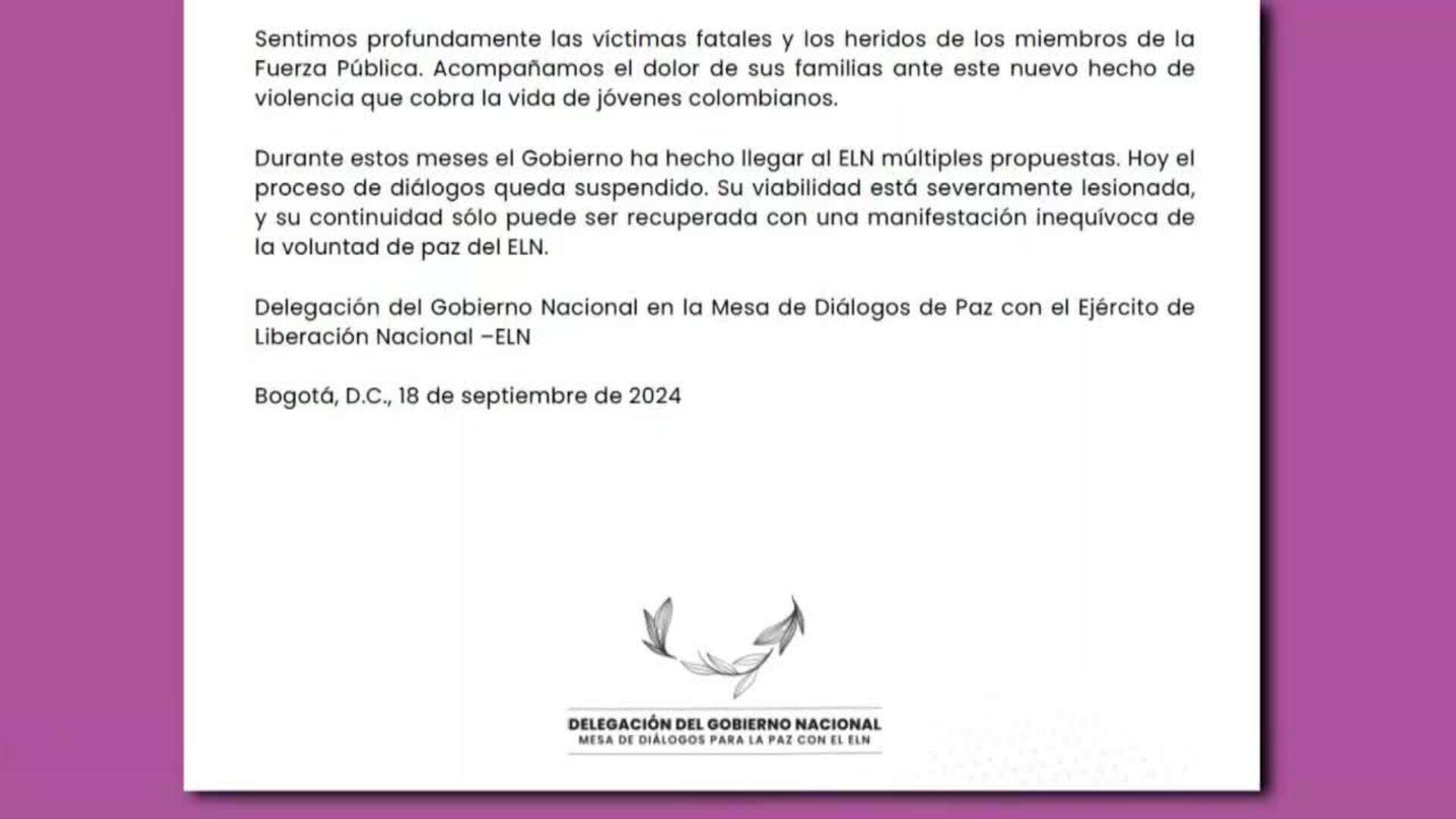 El Gobierno colombiano aclara que el diálogo con el ELN 