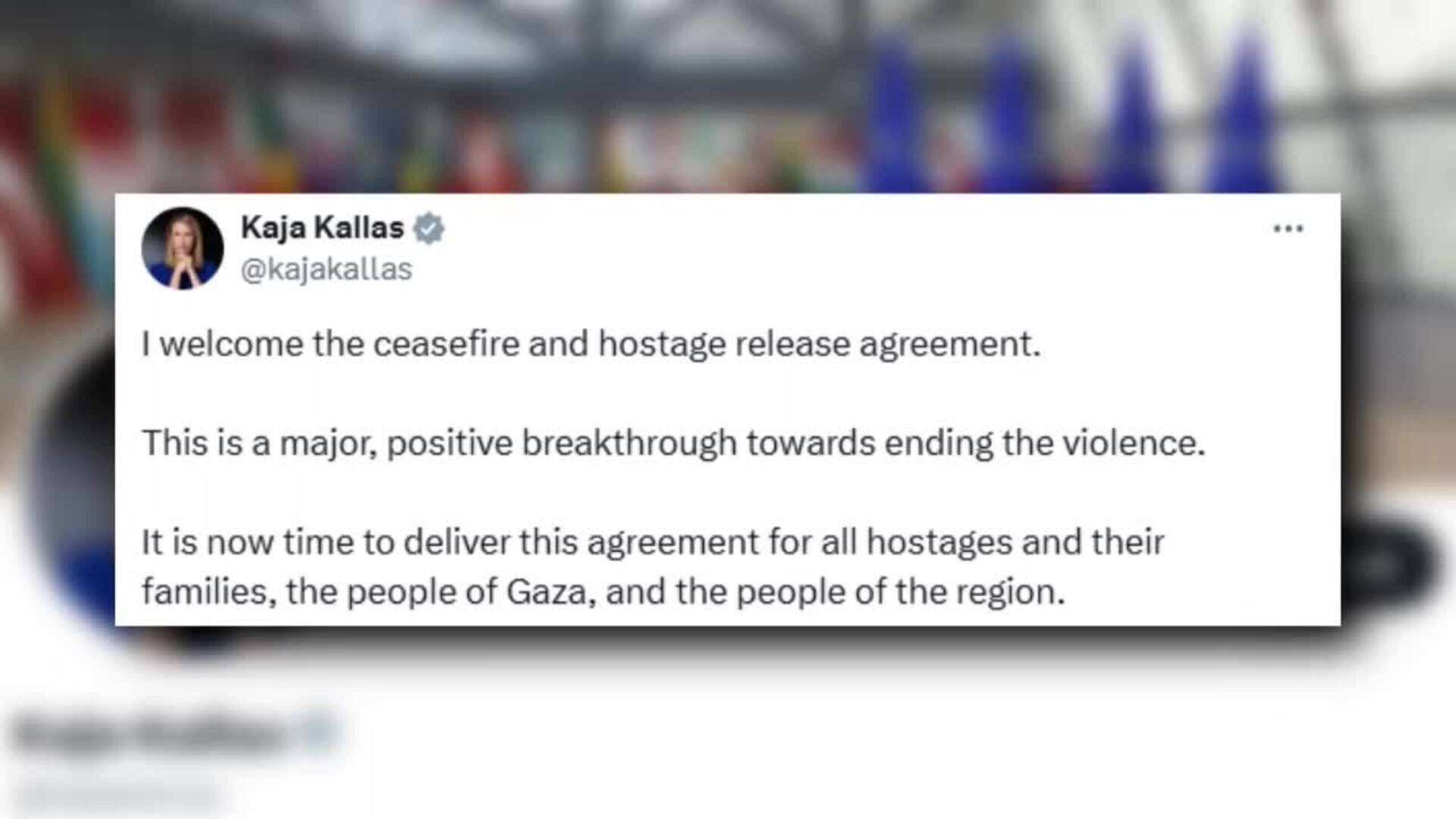 La UE celebra que el acuerdo para alto el fuego en Gaza 