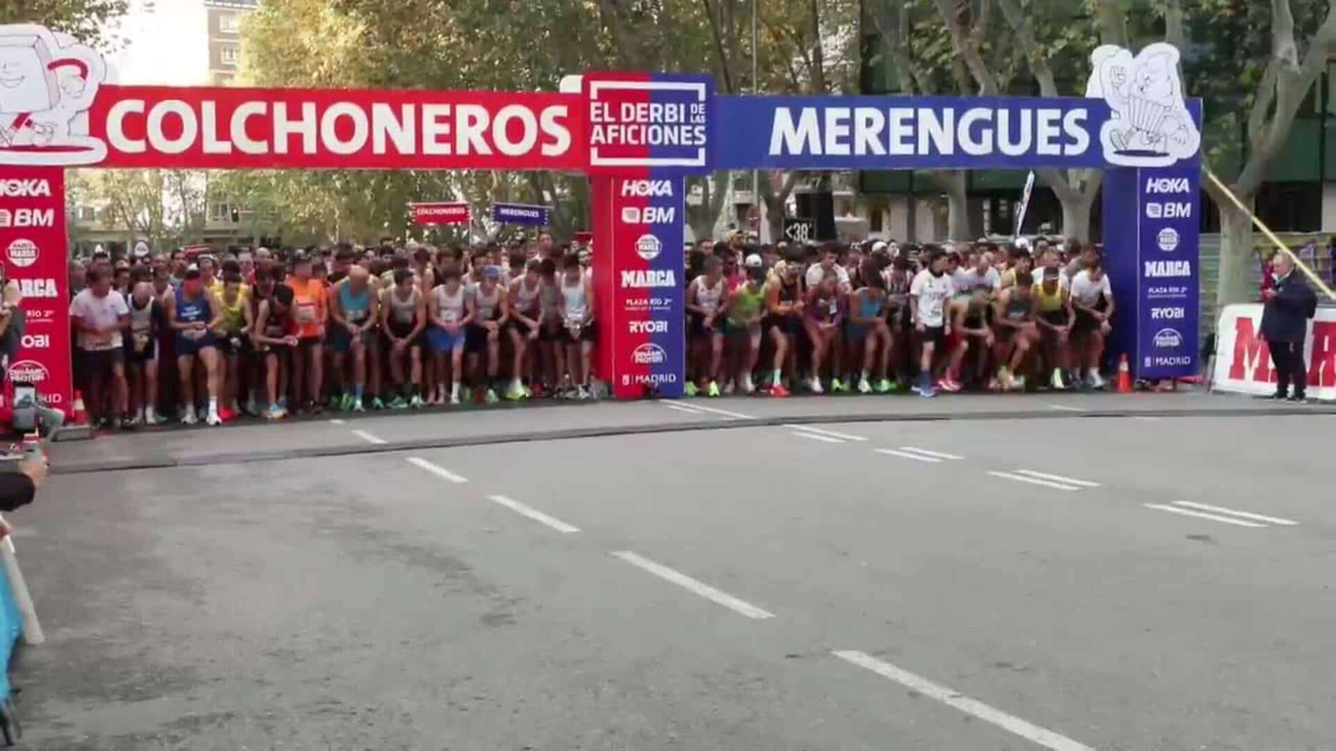 Unos 10.000 atletas entre merengues y colchoneros corren el Derbi de las Aficiones