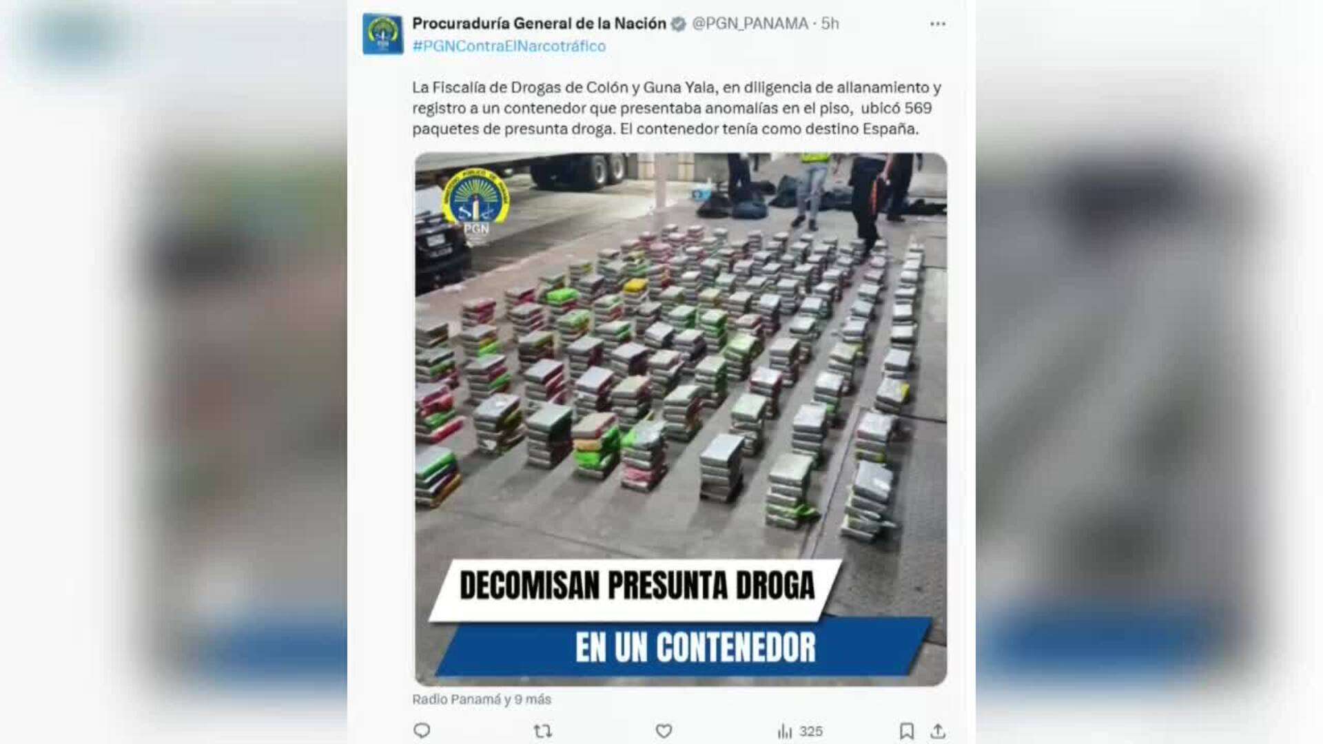 Panamá incauta más de media tonelada de droga hallada en contenedor con destino a España