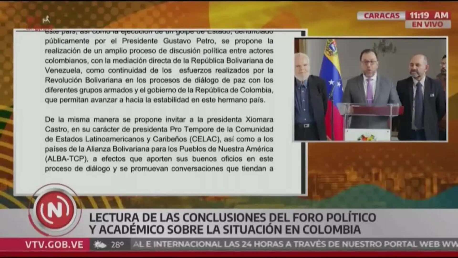 Venezuela propone proceso de diálogo para que se respete 