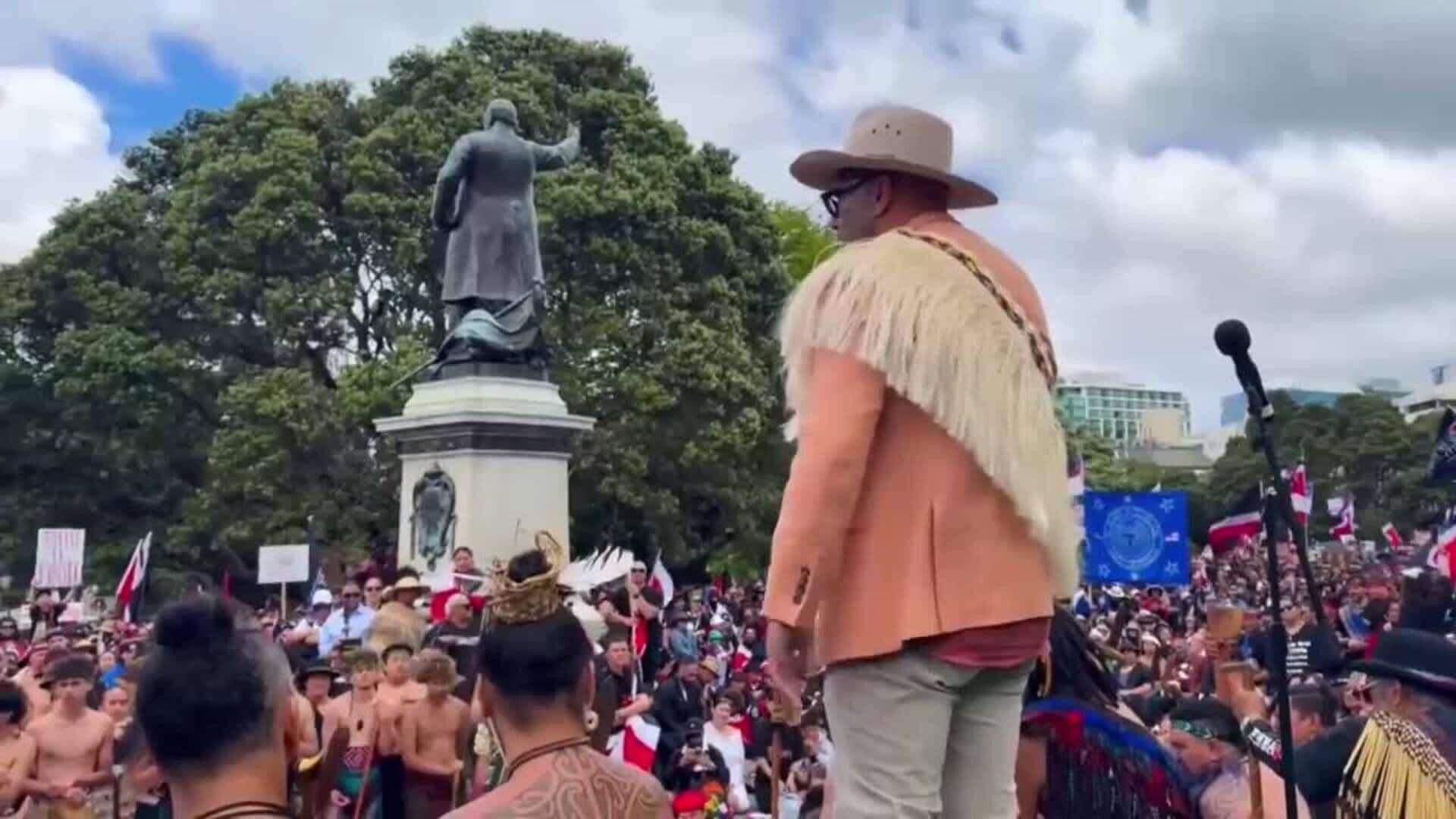 Más de 17.000 personas marchan por los derechos maoríes hasta el Parlamento neozelandés