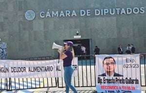 En las puertas de la Cámara de Diputados, acusan a legislador morenista de ser deudor alimentario