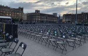 Así se prepara el Zócalo para los 100 primeros días de gobierno de Sheinbaum (Video)