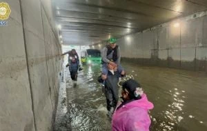 Lluvias en CDMX dejan 63 encharcamientos,10 árboles caídos y pasajeros atrapados en un bajo puente