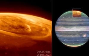 Telescopio Webb capta las brillantes auroras de Júpiter