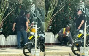 Captan en VIDEO a extranjero que corre a un obrero por comer en la banqueta en Mazatlán