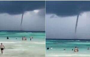 Captan una tromba marina en las playas de Tulum, Quintana Roo