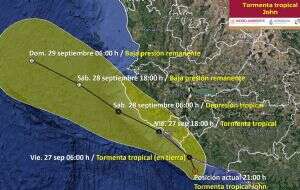 John vuelve a ser tormenta tropical y amenaza a Michoacán y Colima; alertan de más inundaciones